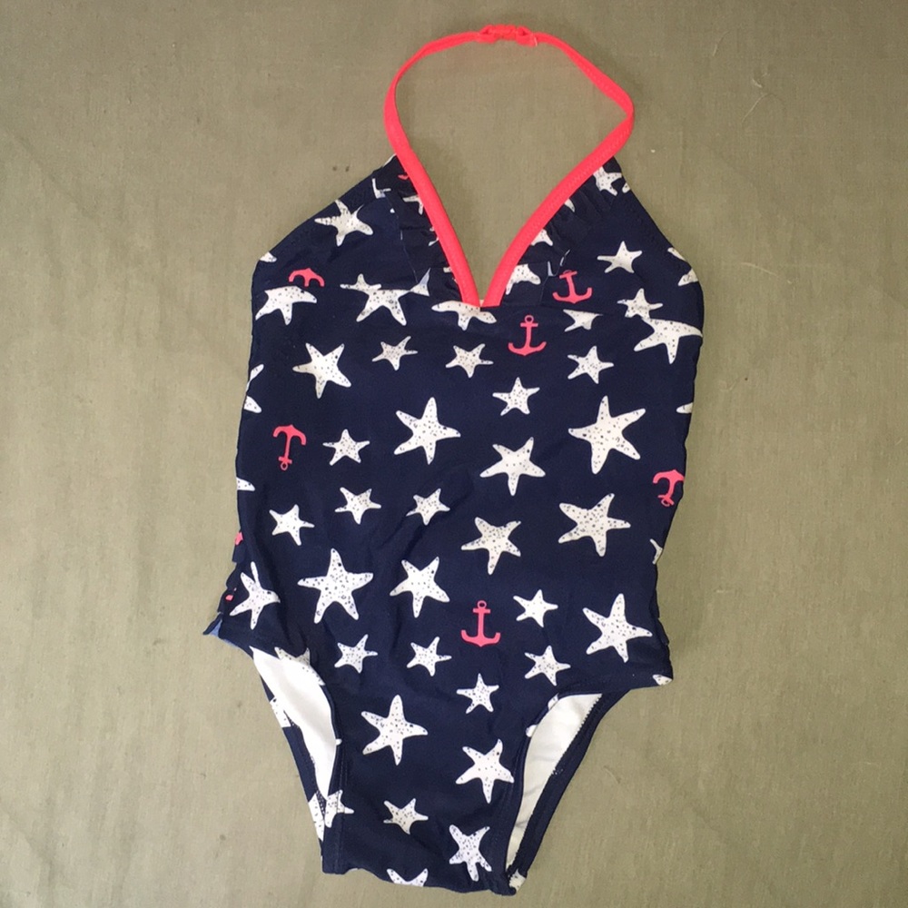 Baby Girl Sand Star and Anchor Bathing Suit